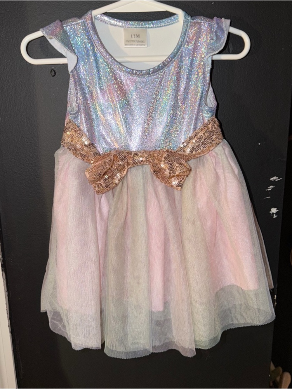 Holographic Pastel Tulle Dress with Sequin Bow